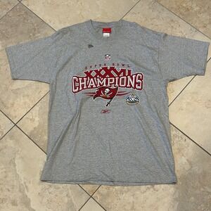 Vintage Reebok Tampa Bay Buccaneers Shirt Men L Grey Super Bowl 37 Champions Y2k